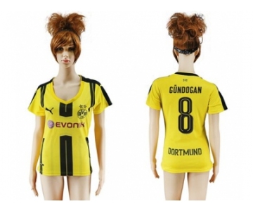 Women's Dortmund #8 Gundogan Home Soccer Club Jersey1