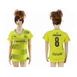 Women's Dortmund #8 Gundogan Home Soccer Club Jersey