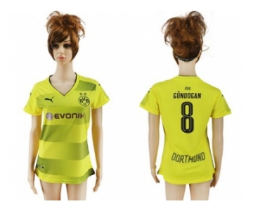 Women's Dortmund #8 Gundogan Home Soccer Club Jersey