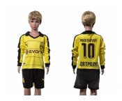 Dortmund #10 Mkhitaryan Home Long Sleeves Kid Soccer Club Jersey