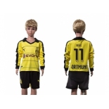 Dortmund #11 Reus Home Long Sleeves Kid Soccer Club Jersey1