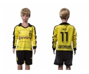 Dortmund #11 Reus Home Long Sleeves Kid Soccer Club Jersey1