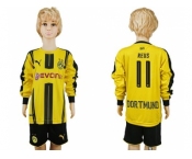 Dortmund #11 Reus Home Long Sleeves Kid Soccer Club Jersey