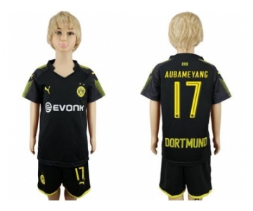 Dortmund #17 Aubameyang Away Kid Soccer Club Jersey