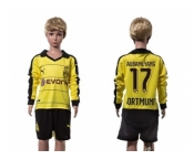 Dortmund #17 Aubameyang Home Long Sleeves Kid Soccer Club Jersey