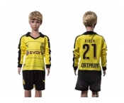 Dortmund #21 Kirch Home Long Sleeves Kid Soccer Club Jersey