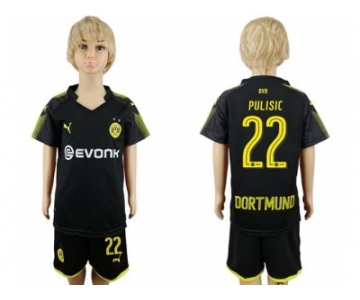 Dortmund #22 Pulisic Away Kid Soccer Club Jersey