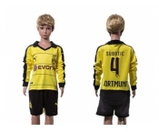 Dortmund #4 Subotic Home Long Sleeves Kid Soccer Club Jersey