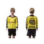 Dortmund #40 Dudziak Home Long Sleeves Kid Soccer Club Jersey