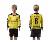 Dortmund #6 Bender Home Long Sleeves Kid Soccer Club Jersey