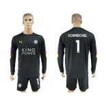 Leicester City #1 Schmeichel Black Goalkeeper Long Sleeves Soccer Club Jersey