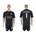 Leicester City #1 Schmeichel Black Goalkeeper Soccer Club Jersey