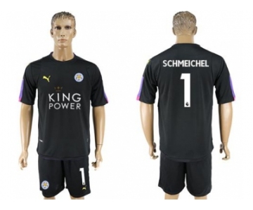 Leicester City #1 Schmeichel Black Goalkeeper Soccer Club Jersey