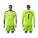 Leicester City #1 Schmeichel Green Long Sleeves Goalkeeper Soccer Club Jersey