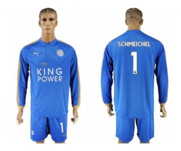 Leicester City #1 Schmeichel Home Long Sleeves Soccer Club Jersey