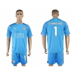 Leicester City #1 Schmeichel Light Blue Goalkeeper Soccer Club Jersey