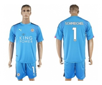 Leicester City #1 Schmeichel Light Blue Goalkeeper Soccer Club Jersey