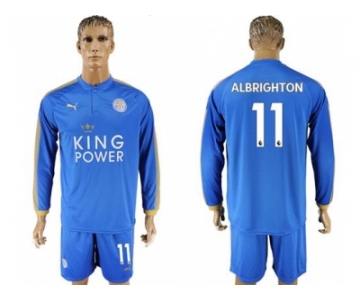 Leicester City #11 Albrighton Home Long Sleeves Soccer Club Jersey