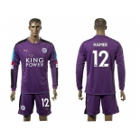 Leicester City #12 Hamer Purple Goalkeeper Long Sleeves Soccer Club Jersey