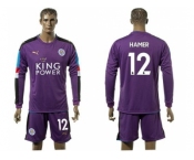 Leicester City #12 Hamer Purple Goalkeeper Long Sleeves Soccer Club Jersey