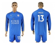 Leicester City #13 Musa Home Long Sleeves Soccer Club Jersey