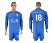 Leicester City #18 Amartey Home Long Sleeves Soccer Club Jersey