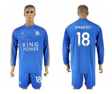 Leicester City #18 Amartey Home Long Sleeves Soccer Club Jersey