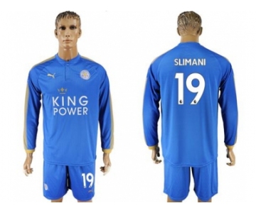 Leicester City #19 Slimani Home Long Sleeves Soccer Club Jersey