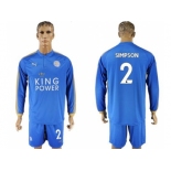 Leicester City #2 Simpson Home Long Sleeves Soccer Club Jersey