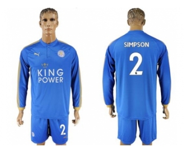 Leicester City #2 Simpson Home Long Sleeves Soccer Club Jersey