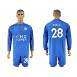 Leicester City #28 Fuchs Home Long Sleeves Soccer Club Jersey