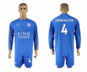 Leicester City #4 Drinkwater Home Long Sleeves Soccer Club Jersey