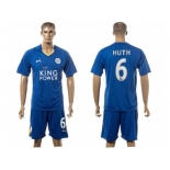 Leicester City #6 Huth Home Soccer Club Jersey 1