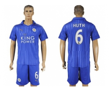 Leicester City #6 Huth Home Soccer Club Jersey