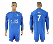 Leicester City #7 Gray Home Long Sleeves Soccer Club Jersey