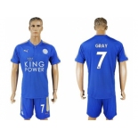 Leicester City #7 Gray Home Soccer Club Jersey