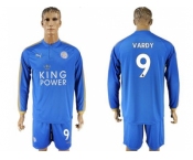 Leicester City #9 Vardy Home Long Sleeves Soccer Club Jersey