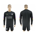 Leicester City Blank Black Goalkeeper Long Sleeves Soccer Club Jersey