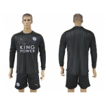 Leicester City Blank Black Long Sleeves Goalkeeper Soccer Club Jersey