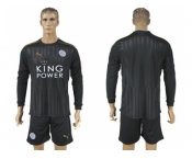 Leicester City Blank Black Long Sleeves Goalkeeper Soccer Club Jersey