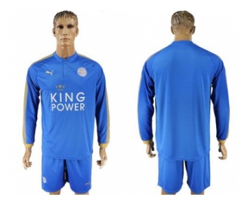 Leicester City Blank Home Long Sleeves Soccer Club Jersey