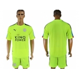 Leicester City Blank Shiny Green Goalkeeper Soccer Club Jersey