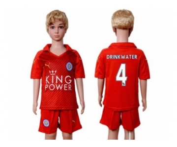 Leicester City #4 Drinkwater Away Kid Soccer Club Jersey