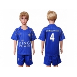 Leicester City #4 Drinkwater Home Kid Soccer Club Jersey