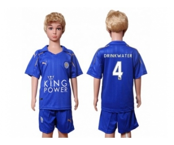 Leicester City #4 Drinkwater Home Kid Soccer Club Jersey