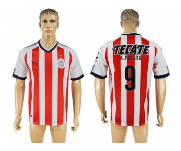 Guadalajara #9 A.Pulido Home Soccer Club Jersey1