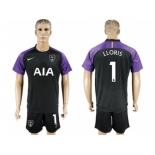 Tottenham Hotspur #1 Lloris Black Goalkeeper Soccer Club Jersey