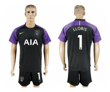 Tottenham Hotspur #1 Lloris Black Goalkeeper Soccer Club Jersey