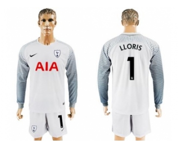 Tottenham Hotspur #1 Lloris White Goalkeeper Long Sleeves Soccer Club Jersey