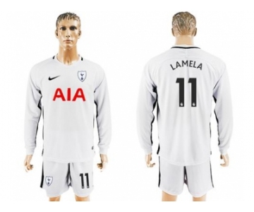 Tottenham Hotspur #11 Lamela Home Long Sleeves Soccer Club Jersey